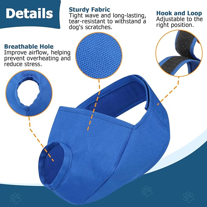 BARKLESS French Bulldog Calming Muzzle, Short Snout Shading Eye Mask to Help Calm The Dog Down, Soft Dog Muzzle for Grooming Vet Visits, Mouth Guard Prevent Biting (Blue, S)