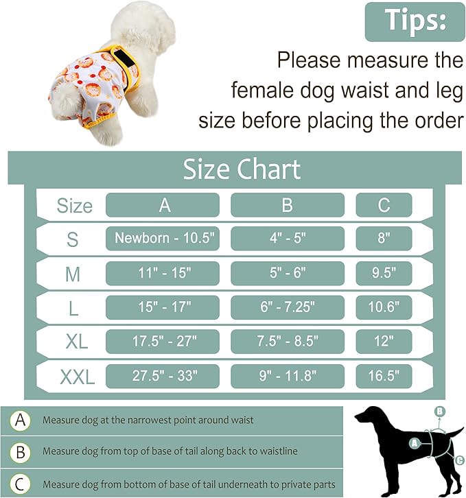 Female Dog Diapers - Premium Reusable Diapers for Doggie in Heat - Highly Absorbent for Pet Incontinence with Adjustable Snaps Rabbit, L