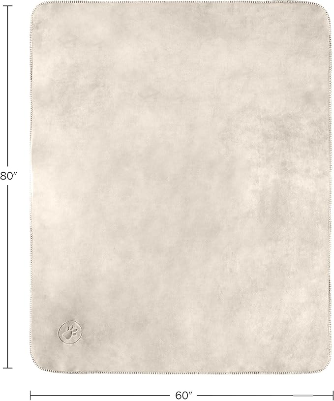 PETMAKER Dog Blanket - 60x80in Reversible Sherpa Blanket - Throw Blankets for Bed, Couch, Crate, or Car - Machine Washable Puppy Essentials (Cream)