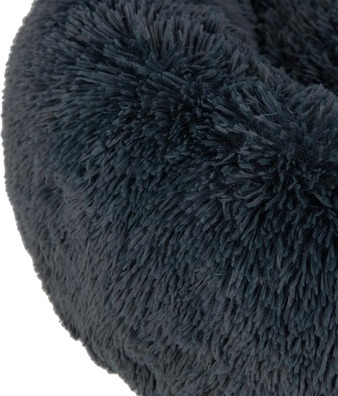 Best Pet Supplies Round Calming Dog Bed for Small, Medium & Large Dogs, Plush Donut Cuddler Pet Bed w/Raised Rim for Head, Neck Support, Anti-Slip Bottom Washable Bed - Gray, 30 x 30 x 8