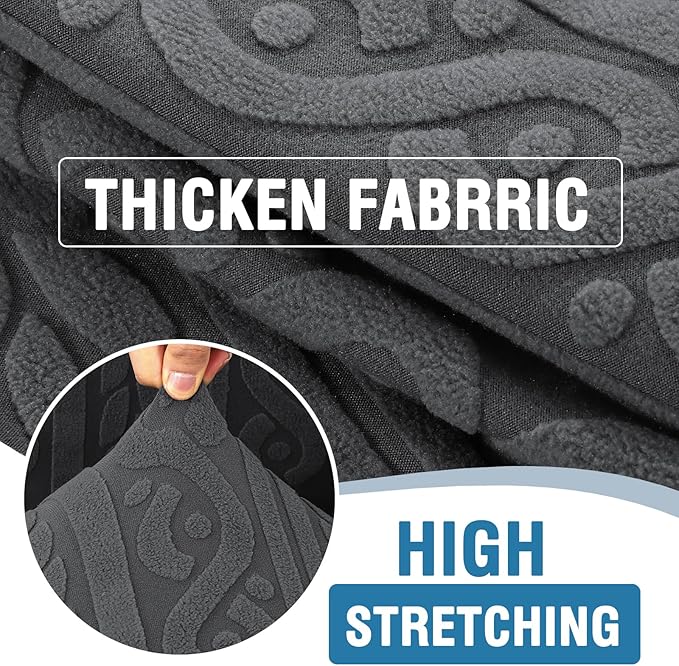 H.VERSAILTEX Stretch Couch Cover 1 Piece Soft Sofa Covers Furniture Protector with Elastic Bottom Anti-Slip Dogs Slipcovers Washable Upgrade Thick Jacquard Fabric with Spiral Pattern(75"-85", Grey)