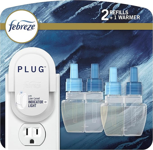Febreze Plug, Ocean Scent, Scented Refill, 1 Warmer + 2 Oil Refills