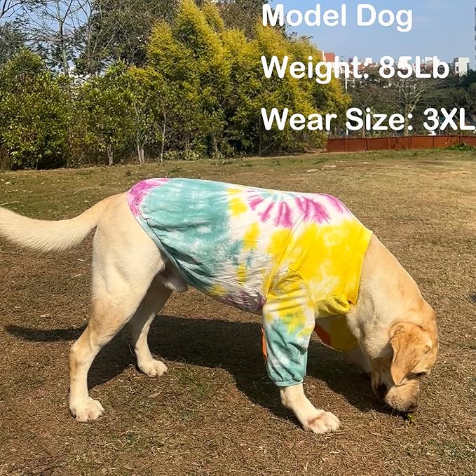 Dog Cotton Colorful Purple Yellow T-Shirts Soft and Stretchy Dog Shirt Pajamas Pets Clothes for Extra Large Dogs(3XL Purple)