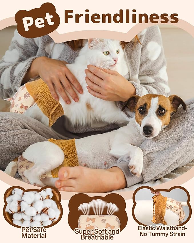 Dono Dog Diapers Female-40PCS Disposable Pull it Up Diapers for Dogs Female with 360° Stretchy Waist, Diapers for Doggie in Heat Period, Super Absorbent Leak-Proof Puppy Diaper for Dogs, Elderly