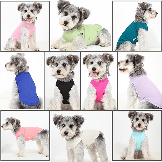 2 Pack Dog Clothes for Small Dogs Summer Dog Shirt Vest Girl Boy Lightweight Puppy T-Shirts Blank Soft and Cool Pet Clothing Sleeveless Medium Large Dog Outfit (Light Blue+Dark Cyan, Small)