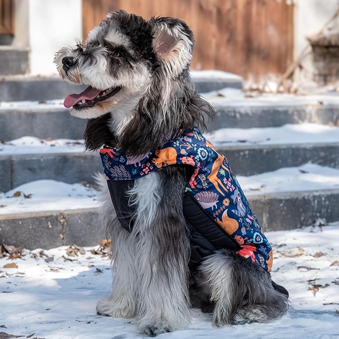 CuteBone Winter Dog Coat - Waterproof Windproof Reversible Jacket with Leash Hole - Thick Adjustable Soft Coats for Small to Large Dogs