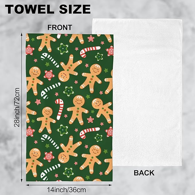 Bath Hand Towels Set of 2 Christmas Cookies Towels for Bathroom Soft Absorbent Decorative Hand Towel for Kitchen Sports Gym Yoga Home Decor 14 x 28 in