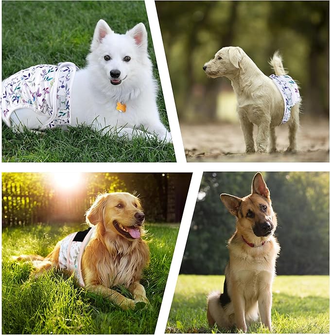 Washable Female Dog Diapers 3Pack,Reusable Diaper for Doggie,Highly Absorbent Dog Diaper,Adjustable Leakproof Puppy Diapers Skirt for Heat,Incontinence,Period Doggy Nappies XL
