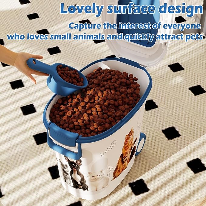 Vixzen Food Storage Container, Resin Material Dog Food Storage Container with Scoop and Wheels, Ideal Pet Food Storage Containers for Dogs