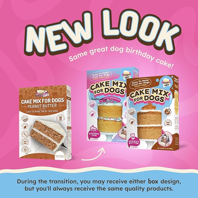 Puppy Cake Wheat-Free Cake Mix with Icing for Dogs (Birthday Cake with Pupfetti Sprinkles)