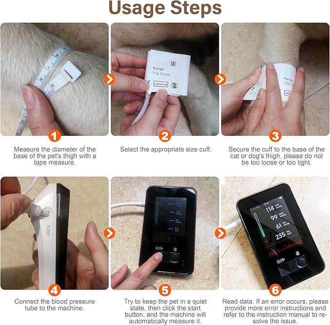 Veterinary Blood Pressure Monitor for Dogs Cats,Rechargeable Animal BP Monitor for Family Clinic Use,3.5inch Display &1000 Data Memory,Accurate Results & Easy to Use (5 Cuffs Set)