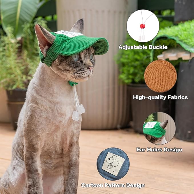Pet Dog Baseball Cap, Cat Hat, Cat Dog Sun Cap with Ear Holes, Adjustable Puppy Outdoor Sun Hat (Blue, X-Small)