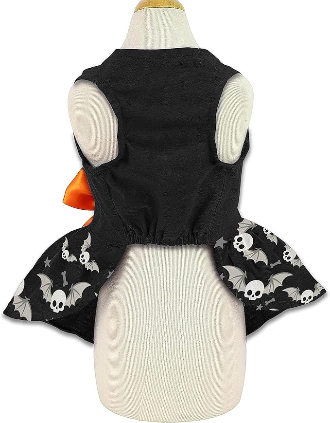Halloween Dog Dress, Holiday Cat Cotton Outfits Skull Skirt for Small Boys and Girls Puppies Pets Doggie