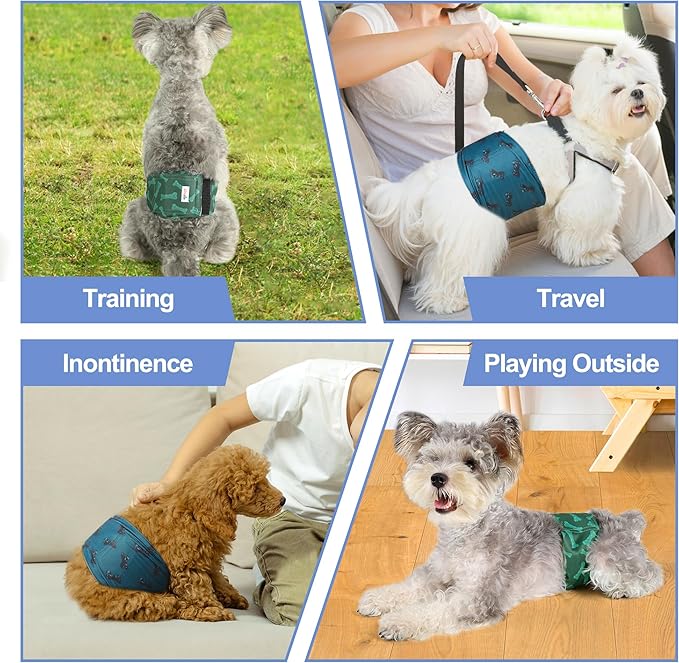 Reusable Dog Diapers Male 3Pcs, Premium Washable Belly Band for Male Dogs Large, High Absorbing Male Dog Wraps for Doggie in Incontinence, Excitable Urination and Training (Giraffe, L)