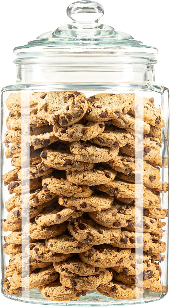 1.5 Gallon Tall Glass Cookie Jar - Food Storage Container with Airtight Lid - Large Kitchen Canister for Sugar, Flour, Dog Treat, Candy, Biscotti & Apothecary - Pack of 2