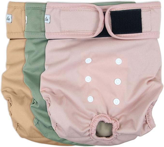 Washable Female Dog Diapers - Premium Reusable Diapers for Doggie in Heat - Highly Absorbent Dog Diapers Female for Pet Incontinence with Adjustable Snaps (Pink, XL)