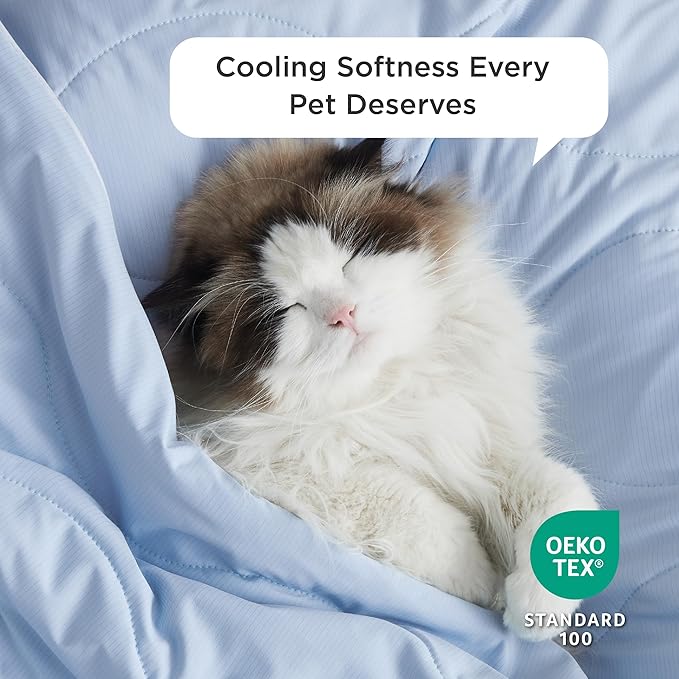 Bedsure Premium Cooling Blanket for Small Dog - Q-MAX>0.5, Breathable Summer Washable Cold Pet Throw Blanket, Soft Durable Self Cooling Cat Mat for Hot Weather, Powder Blue, 25x35