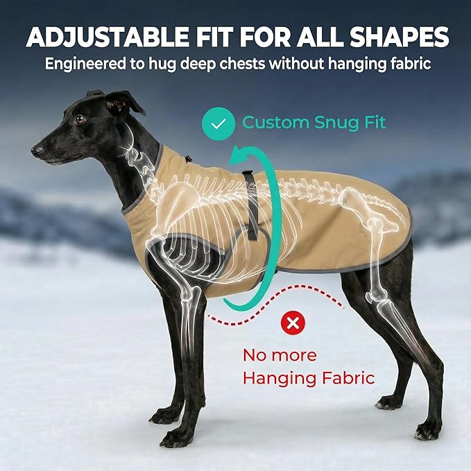 Dog Winter Vest with Fur-Safe Buckle (No Hook & Loop), Water-Repellent Fleece Lined Jacket, 360° Reflective, Leash Hole & Leg Straps, Adjustable for Hiking & Active Dogs (Brown, X-Small)