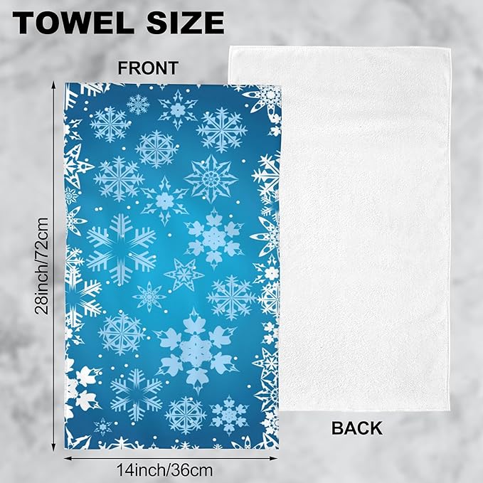 Blue Christmas Hand Towels for Bathroom Set of 2 Bath Hand Towels Soft Absorbent Decorative Hand Towel for Bathroom Kitchen Yoga Home Decor 14 x 28 in