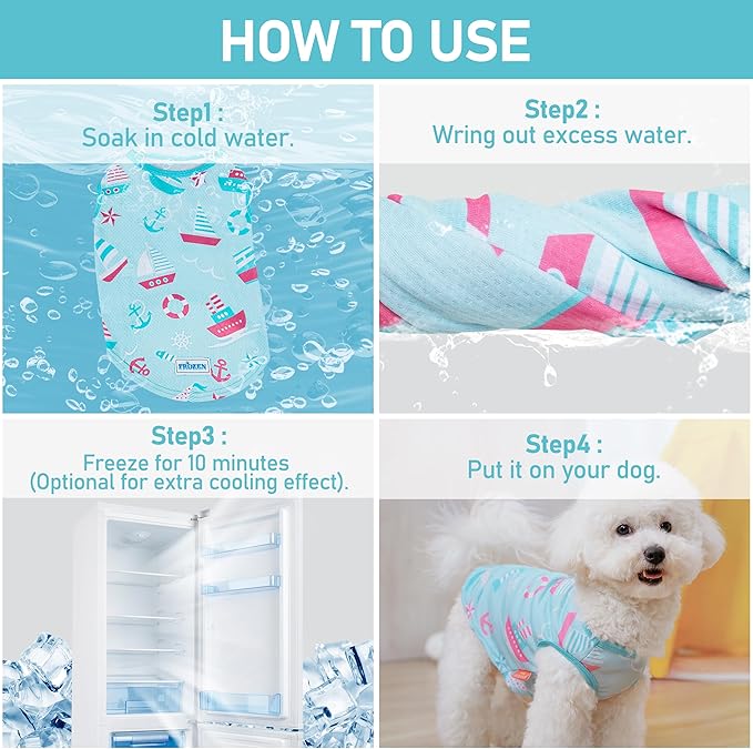 KYEESE 2Pack Dog Cooling Shirt, Breathable Dog Shirt for Small Dogs, Sun Protection Dogs Cooling Vest Tank Top, Lightweight Soft Sleeveless Summer Puppy Clothes, Blue+Grey, S