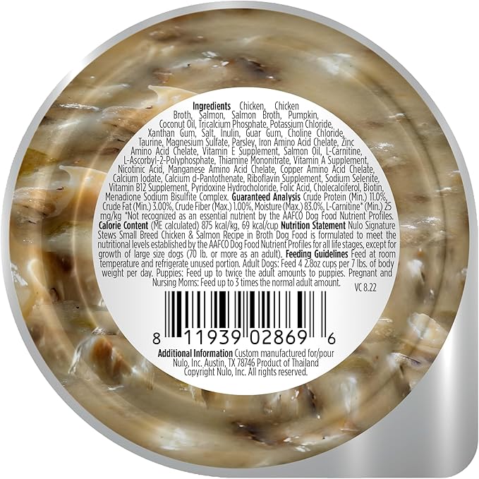 Nulo Small Breed Dog Signature Stew Chicken & Salmon in Broth, 24 x 2.8 oz Cup