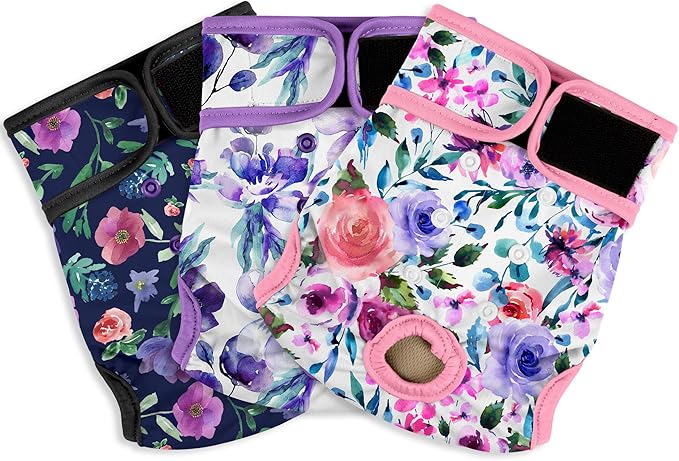 Female Dog Diapers - Reusable Diapers for Doggie in Heat - Highly Absorbent for Pet Incontinence with Adjustable Snaps (Pack of 3) Rose, XL