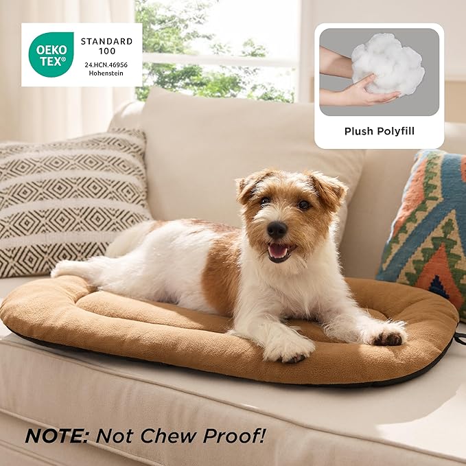 Bedsure Washable Dog Crate Pad for Extra Large Dogs, Anti-Slip Puppy Kennel Dog Bed for Crate - Ultra Soft Fleece Flat Thin Pet Mat (Not Chew Proof), Brown XL 41"x27"
