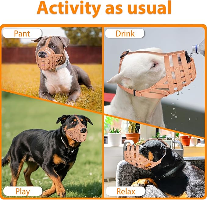 Mayerzon Pitbull Muzzle for Large Medium Sized Dogs to Prevent Biting Scavenging, Basket Muzzle for Rottweiler Staffordshire Terrier in Grooming Training, Allow to Pant Drink, Lightweight and Sturdy