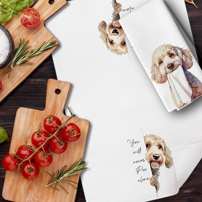 Funny Goldendoodle Gifts Bathroom Hand Towels 16x24 Inches, Goldendoodle Gifts Decorative Hand Tea Towels for Bath Room Washroom Restroom Toilet,Dog Bathroom Decor,Set of 2