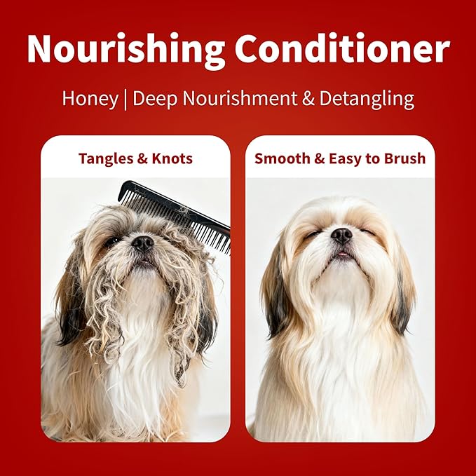 Arf Arf 5X Concentrated Oatmeal Dog Conditioner with Honey & Wheat Germ - Detangling & Moisturizing Rinse for Doodles & Poodles - German Formula for Matted Fur & Dry Skin - Fresh Scent, 16oz