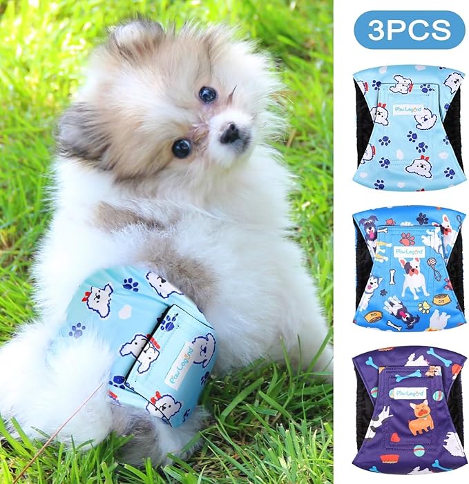 Paw Legend Washable Dogs Diapers Male Dog Belly Bands for Male Dogs Diapers Reusable Puppy & Doggie Diapers Male (3 Pack, XX-Large)