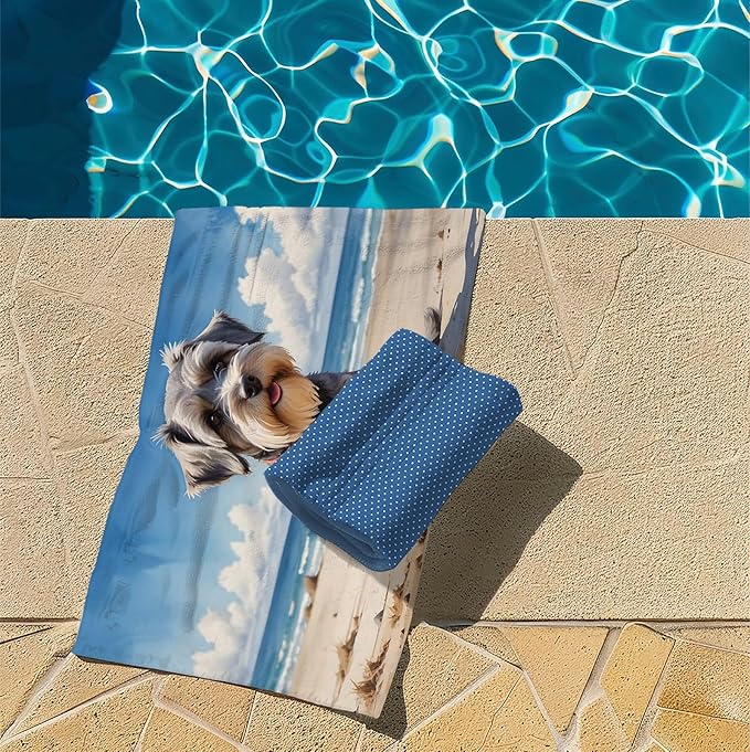 Schnauzer Dog Beach Towel, Schnauzer Gifts Pool Towels, Schnauzer Decor Sand Towel Large Bath Towels Gifts for Women Men, Schnauzer Gifts for Women, Mini Schnauzer Gifts, 29x60in