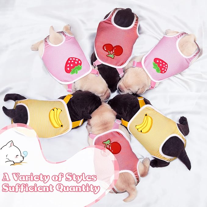 Nuanchu 3 Pcs Female Dog Diaper Sanitary Panties with Adjustable Suspender, Washable Reusable Doggie Diapers for Small Medium Large Dog in Heat Period Menstrual Pet Cats Ducks(Fruit Pattern,M)