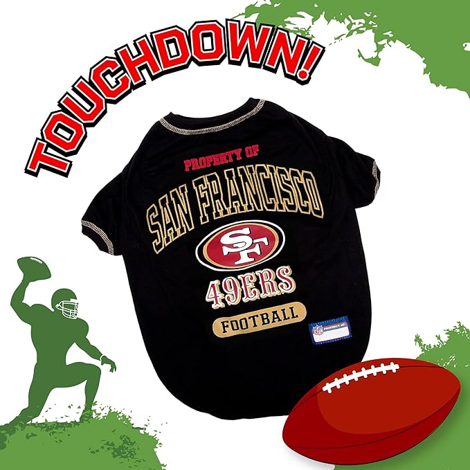 NFL San Francisco 49ers Dog T-shirt X-Large. - Licensed Shirt for Pets Team Colored with Team Logos- Premium Stretchable Materials for the comfort of your Dog & Cat