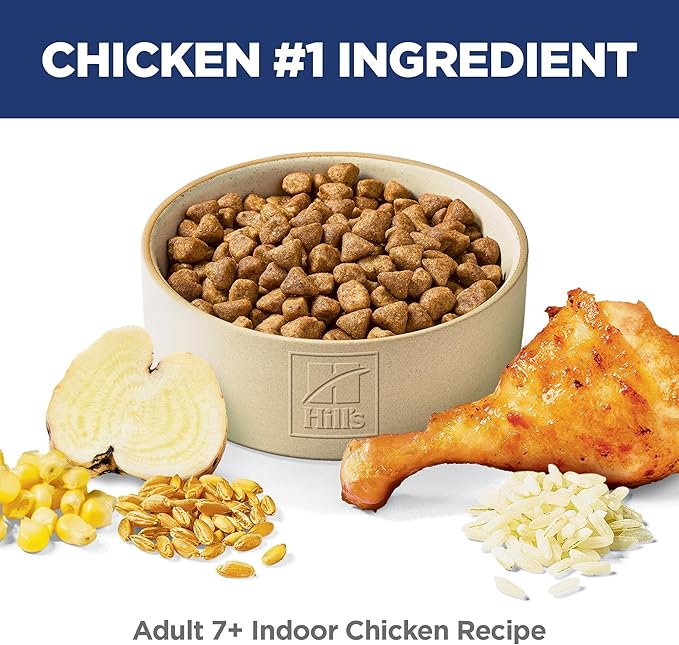 Hill's Science Diet Adult 7+ Indoor Dry Cat Food, Chicken, 7 lb. Bag