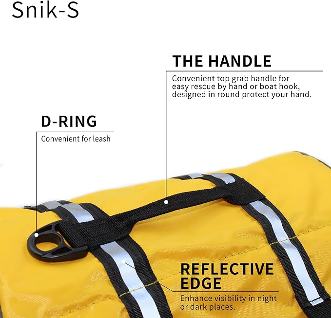 Dog Life Jacket Easy-Fit Adjustable Belt Pet Saver Swimming Safety Swimsuit Preserver with Reflective Stripes for Doggie (XS, Yellow)