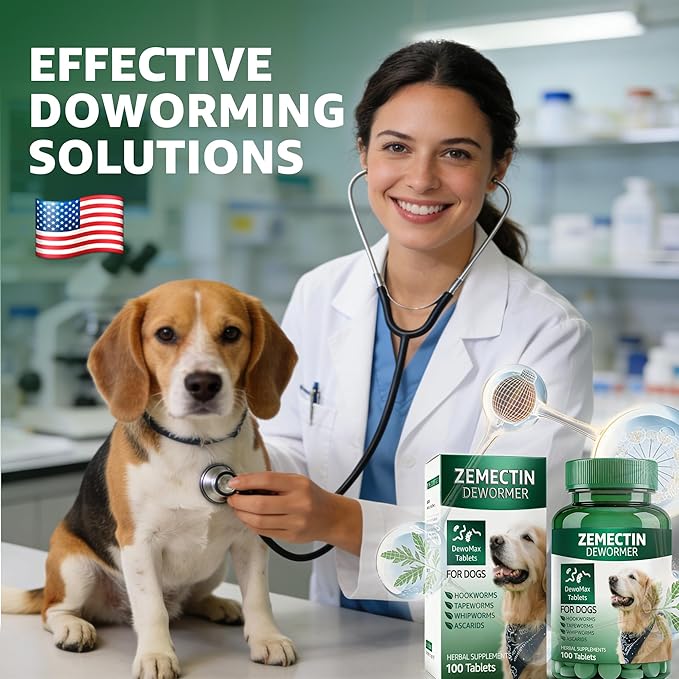 Dewormer for Dogs, Digestive Cleanser Treatment, Broad Spectrum for All Womer, Hookworms, Lung Worms, Pin Worms, Round Worms