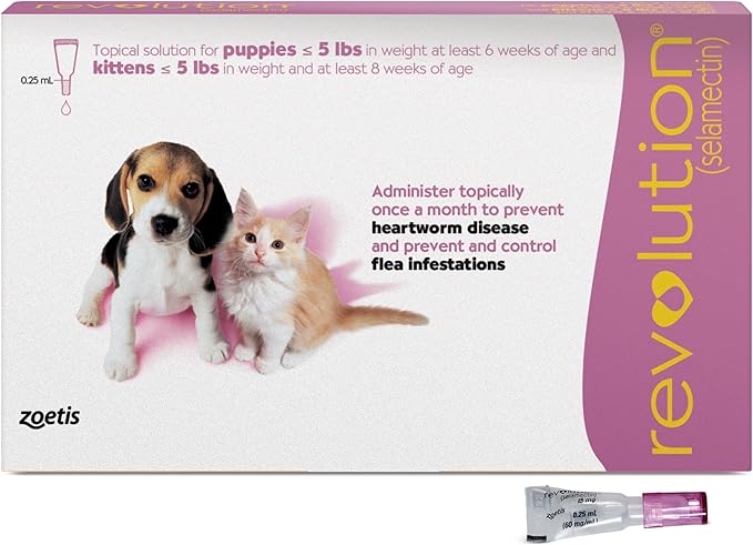 Revolution (selamectin) Topical Solution for Puppies & Kittens, Up to 5 lbs (Mauve), 3 Tubes