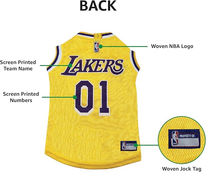 NBA LOS ANGELES LAKERS DOG Jersey, X-Small - Tank Top Basketball Pet Jersey