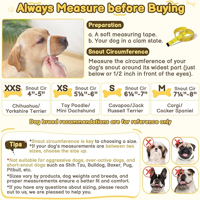 Mayerzon Dog Muzzle for Biting, Patented Soft Breathable Mesh Muzzle for Small Medium Dogs Chihuahua Dachshund Poodle, Adjustable Mouth Cover for Grooming, Chewing, Vet Visits (Grey Trim, XXS)