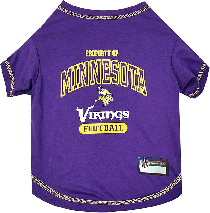 NFL Minnesota Vikings Dog T-Shirt for Pets, Size Small. Officially Licensed Pet Shirt with Team Logo, Soft Stretchable Comfort Fit Apparel for Dogs & Cats