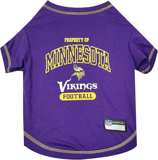 NFL Minnesota Vikings Dog T-Shirt for Pets, Size Small. Officially Licensed Pet Shirt with Team Logo, Soft Stretchable Comfort Fit Apparel for Dogs & Cats