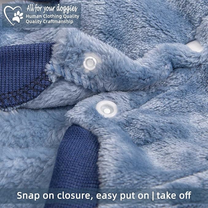 FabriCastle Dog Hoodie Sweater for Small Dogs Boy and Girl, Small Dog Clothes XS XXS Puppy Sweatshirt, Pet Outfit, Cat Clothing Super Soft Warm Snap On Closure (Blue-Navy, Large)