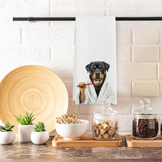 Rottweiler Gifts Bathroom Hand Towel, Funny Rottweiler Hand Towel for Bathroom Kitchen Washroom Decor, Rottweilers Dog Lovers Dish Tea Towels, 16x24 Inch