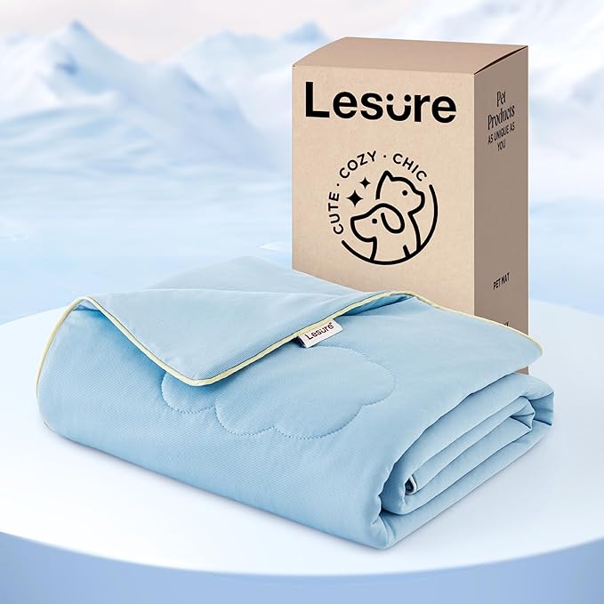 LE SURE Premium Cooling Dog Blankets for Bed - Washable Dog Cooling Throw Blanket with Q-MAX>0.4，Durable Self Cooling Pet Mat, Soft Cooling Summer Blanket for Hot Weather, Blue, 60x80