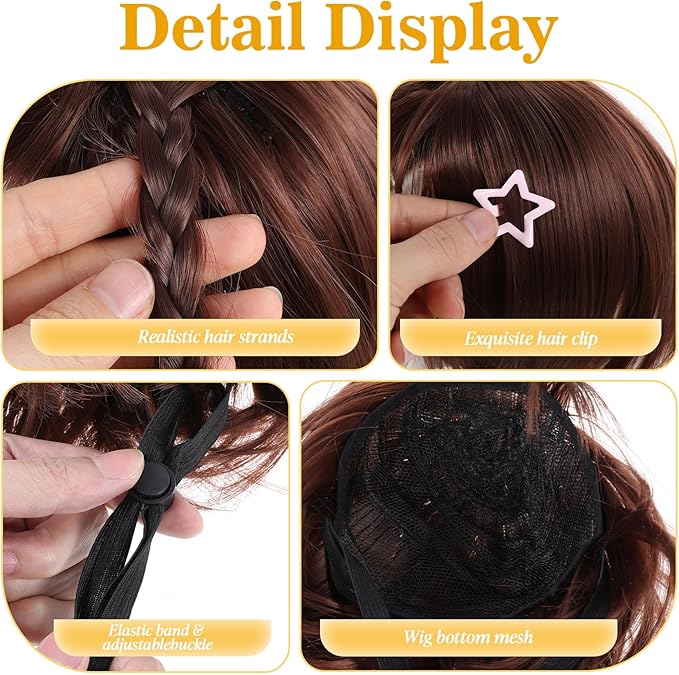 Dog Wig for Small Medium Large Dogs, Pet Cat Wig Funny Dog Costume for Halloween Cosplay Party Photo Shoots, Fits 5kg-50kg Pets