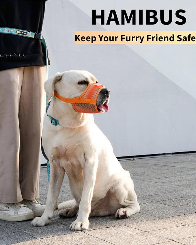 2-Pack Soft Mesh Dog Muzzle – Breathable & Adjustable, No-Bite and Escape-Proof Design for Grooming, Training, Walking – Fits Small, Medium & Large Dogs (Orange, XL)