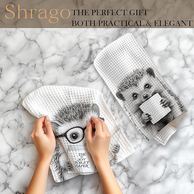 Funny Hedgehog Bathroom Hand Towels, Kids Bathroom Decor, Hedgehog Gifts for Women Men Hand Towels for Kids Bath Room Washroom, Animal Lovers Gifts, 16x24 Inch Set of 2