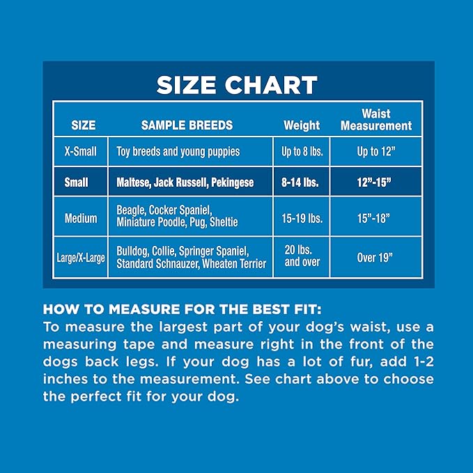 Four Paws Wee-Wee Super Absorbent Disposable Adjustable Dog Potty Training Diapers, Leak-Proof Protection for Dogs, Size Small, 12" - 15" Waist, 12 Count