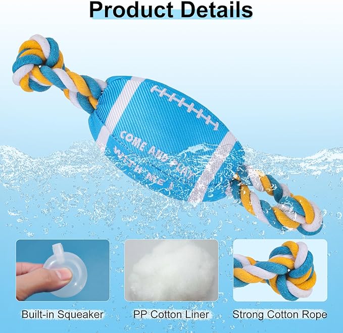 BEAUTYZOO Floating Dog Pool Toys for Small/Medium Dogs - Durable Chew-Resistant Squeaky Water Dog Toy with Rope, Interactive Fetch & Tug of War, Summer Swimming Beach Play (Oxford Fabric)